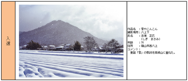 入選受賞作品「雪やこんこん」詳細の表組