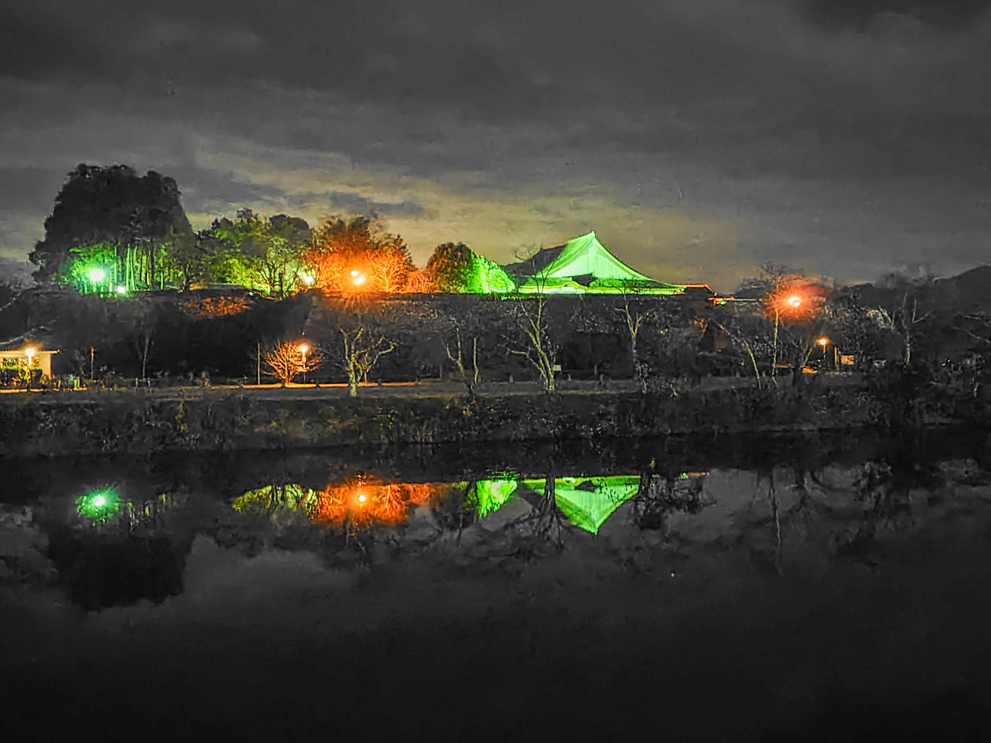 夜の逆さ大書院