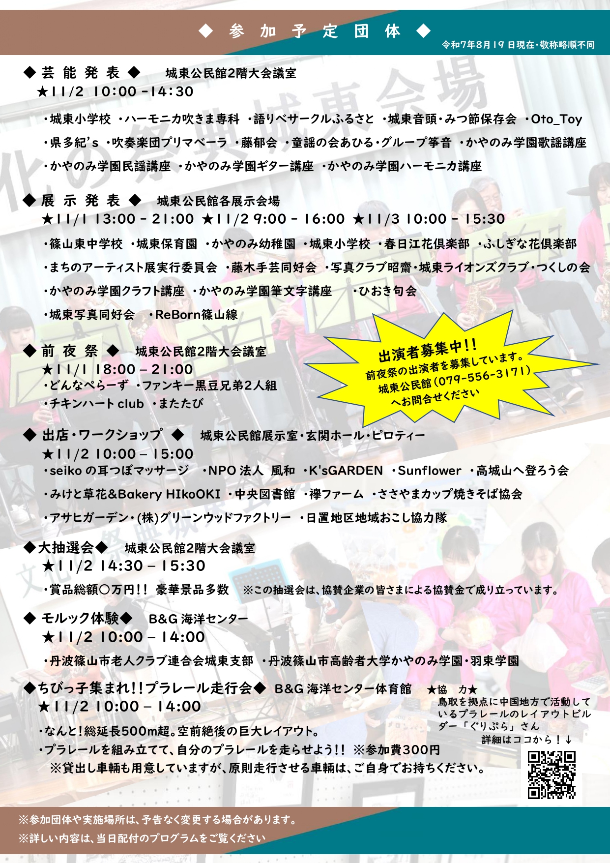 文化の祭典城東会場チラシ(裏)