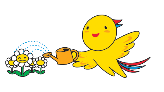 花に水をやる「はばたん」