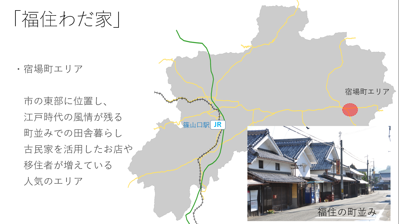 福住のわだ家の説明と福住のまちなみ、地図が掲載されている