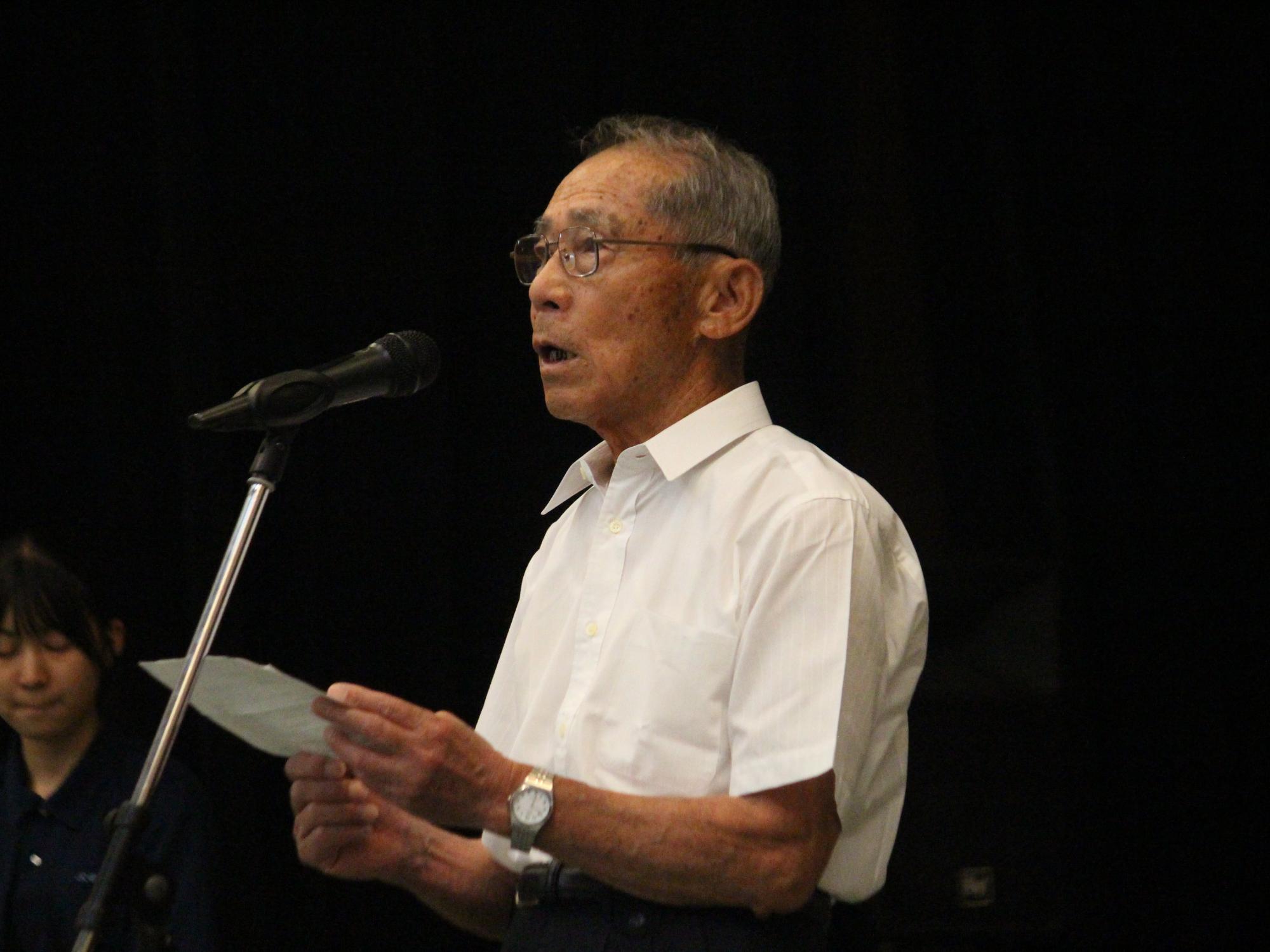 丹波篠山市遺族会会長の石川英昭さん