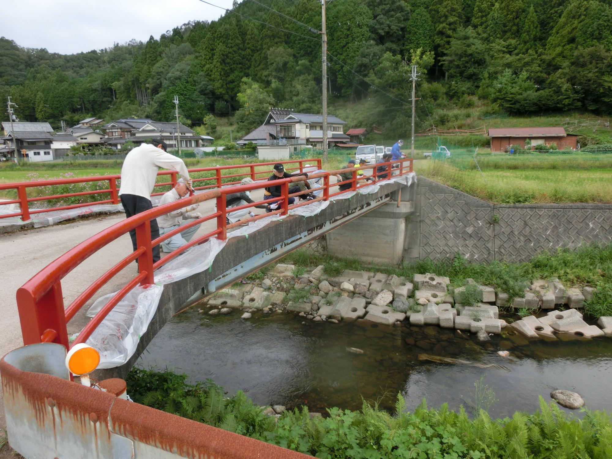 後川下の作業中の橋の様子