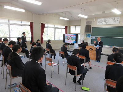 市長の学校訪問今田中1