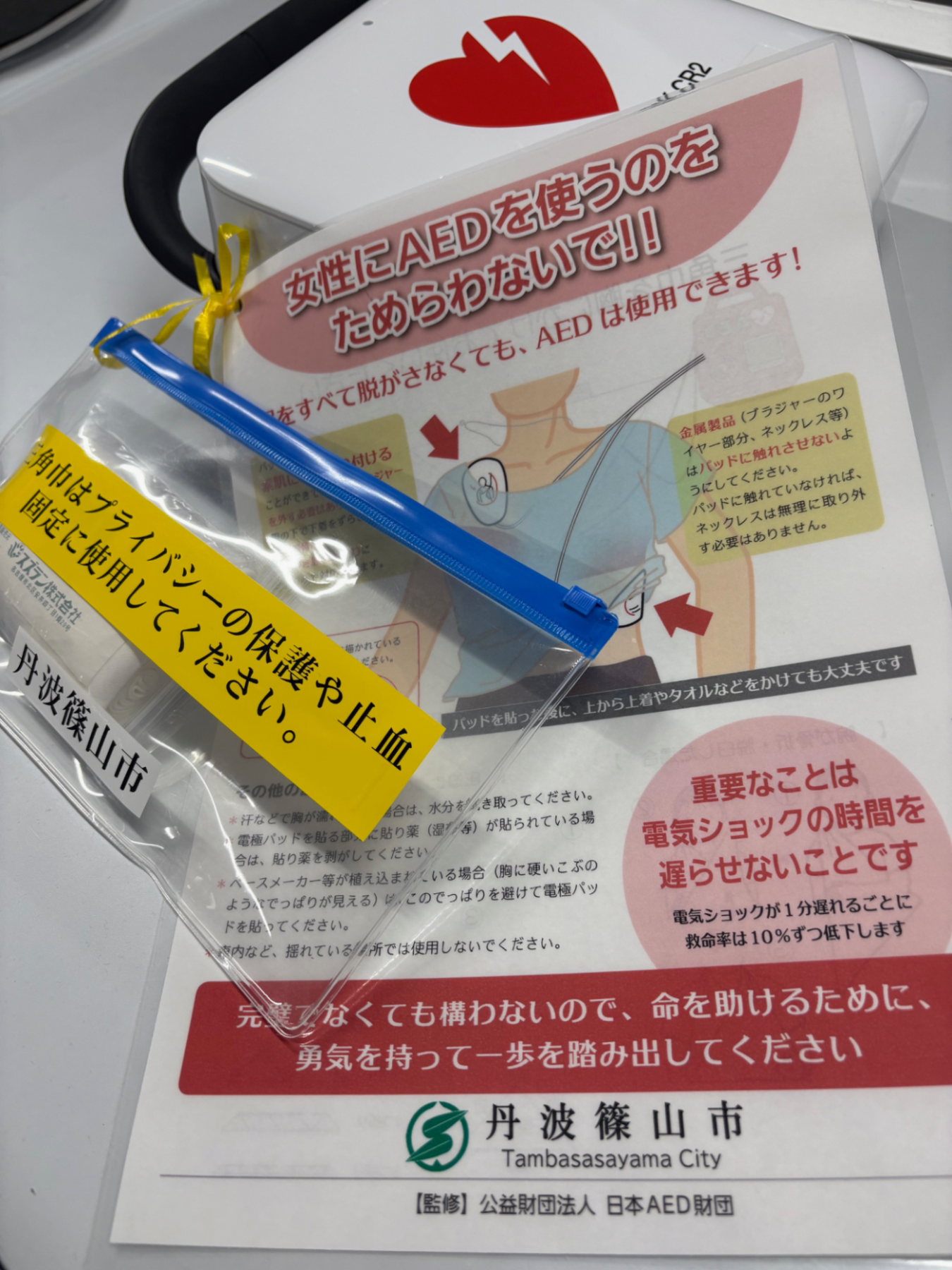 設置した三角巾のセット写真