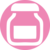 背景がピンク色で白色の瓶の形をした加工品アイコンイラスト