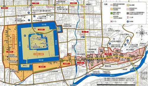篠山市篠山伝統的建造物群保存地区の地図