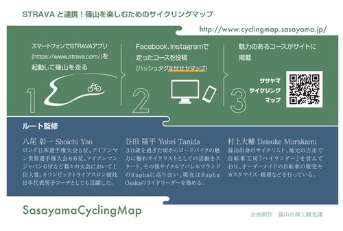 深緑を基調にした篠山サイクリングマップのチラシ