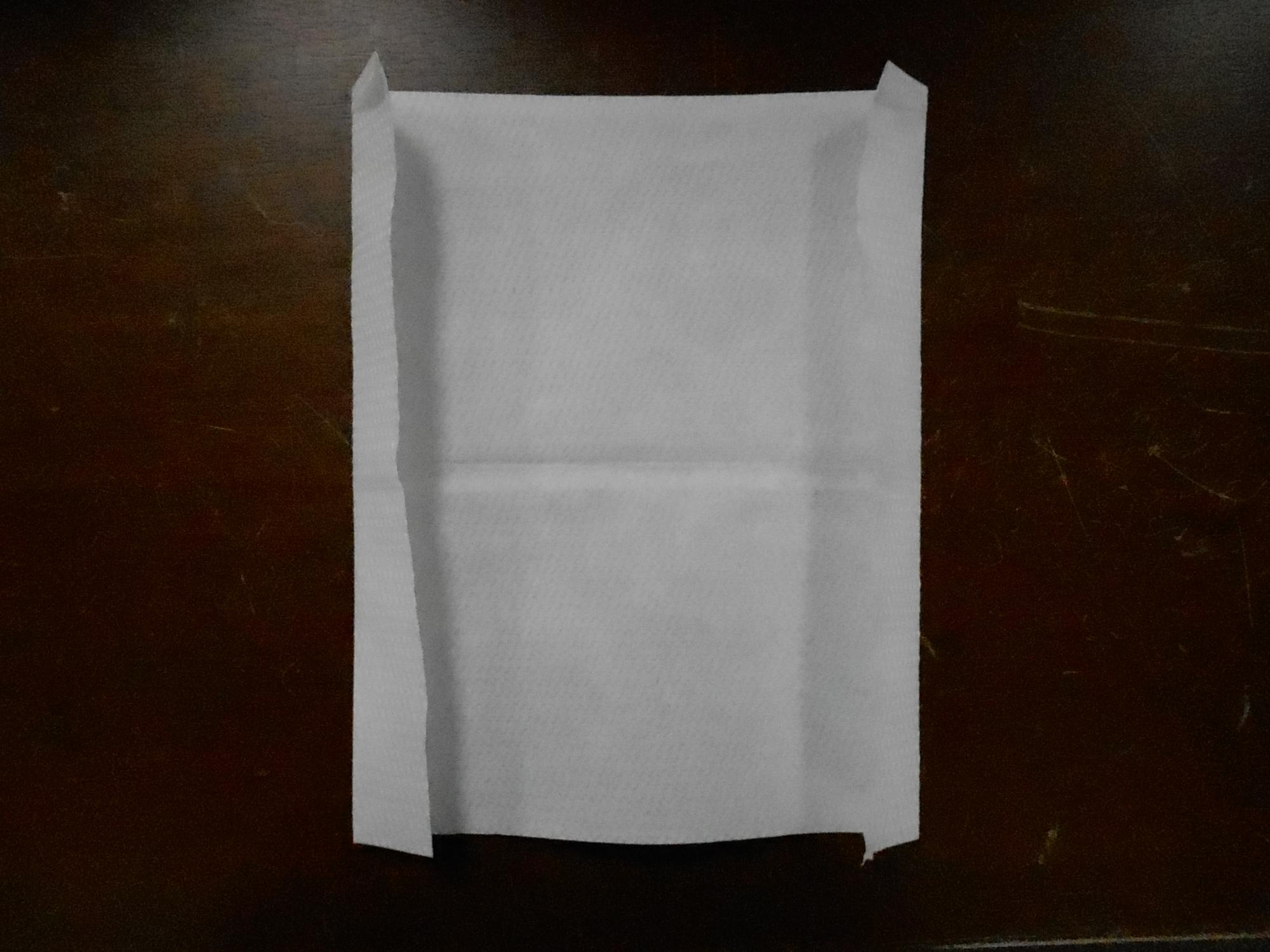 ペーパータオルの両端を折った写真