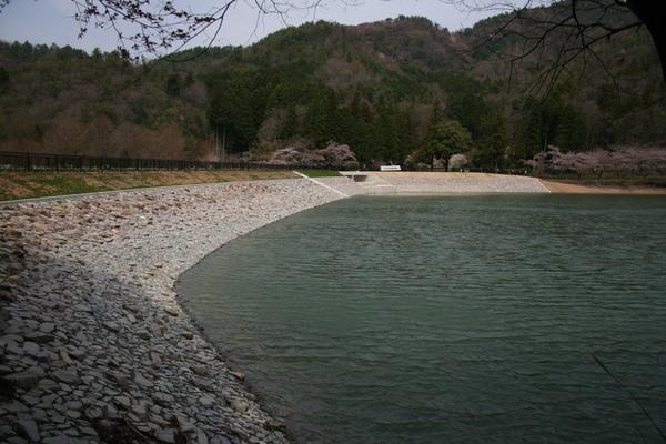 水面が波打つ、篠山市矢代のユニトピアささやま内にある奥池の写真
