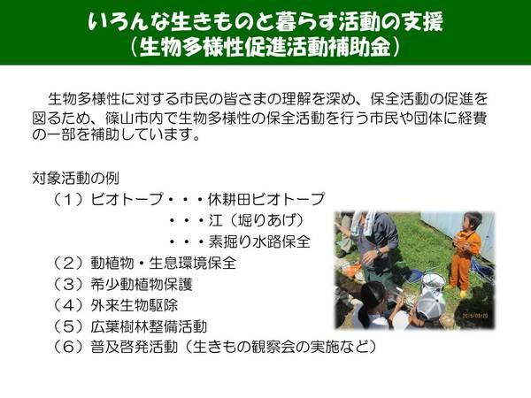 いろんな生きものと暮らす活動の支援（生物多様性促進活動補助金）の説明