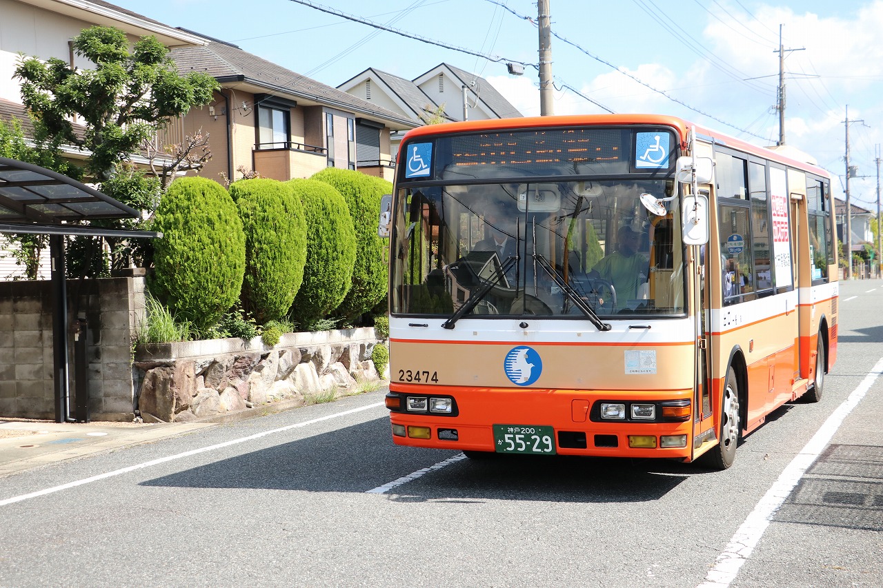 新ルートを走行しているバスの写真