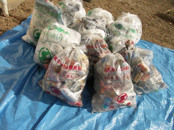 拾われたゴミがゴミ袋にまとめられている写真