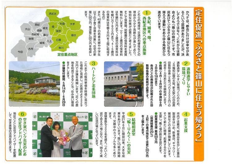 「酒井隆明市長だより」の定住促進「ふるさと篠山に住もう帰ろう」のページ内容