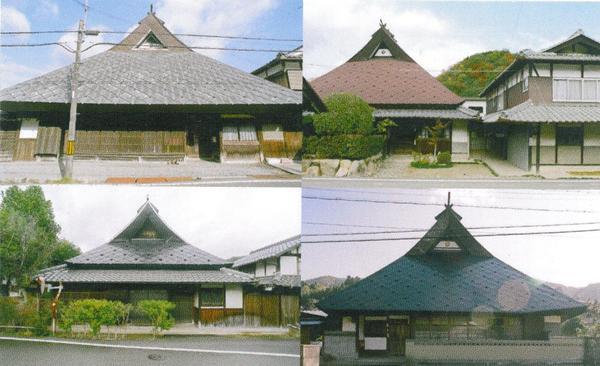 農村集落の農家の建物（家屋）が写っている4枚の写真