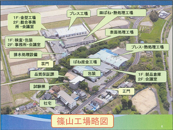 平和発條株式会社篠山工場を上からみた略図の写真