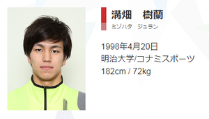 溝畑 樹蘭ミゾハタ ジュラン1998年4月20日明治大学コナミスポーツ182センチメートル72キログラム