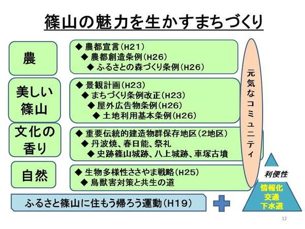 篠山の魅力を生かすまちづくりのフロー図
