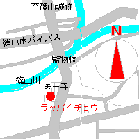 医王寺のラッパイチョウの地図