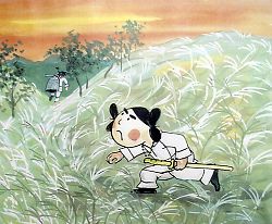 刀を手に持った男性が描かれた絵