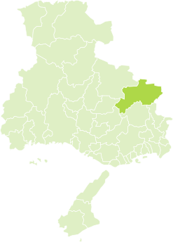 丹波篠山市の位置を記した地図。兵庫県中東部に位置している。